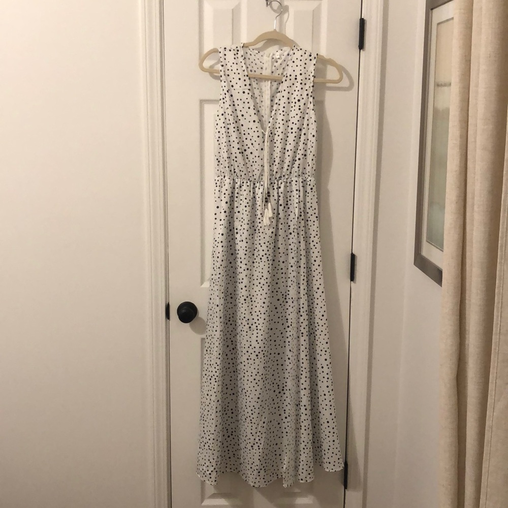 Black and white polka dot maxi dress
